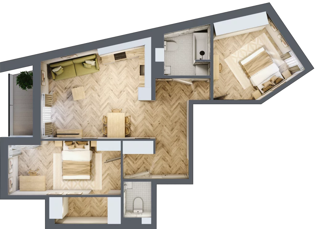 3 pokoje, mieszkanie 68,36 m², piętro 5, oferta nr Budynek 2 Mieszkanie 57, Krakowska Rogatka, Kielce, Centrum, ul. Miodowicza 1