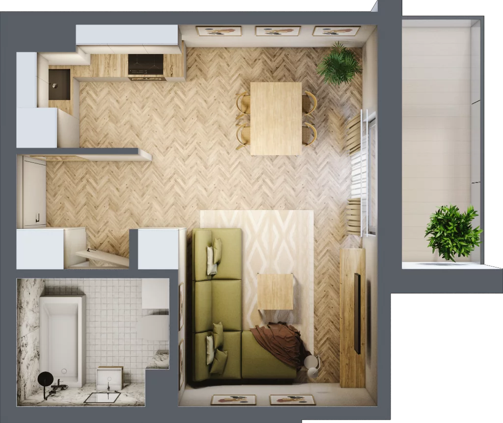 1 pokój, mieszkanie 29,48 m², piętro 5, oferta nr Budynek 2 Mieszkanie 69, Krakowska Rogatka, Kielce, Centrum, ul. Miodowicza 1