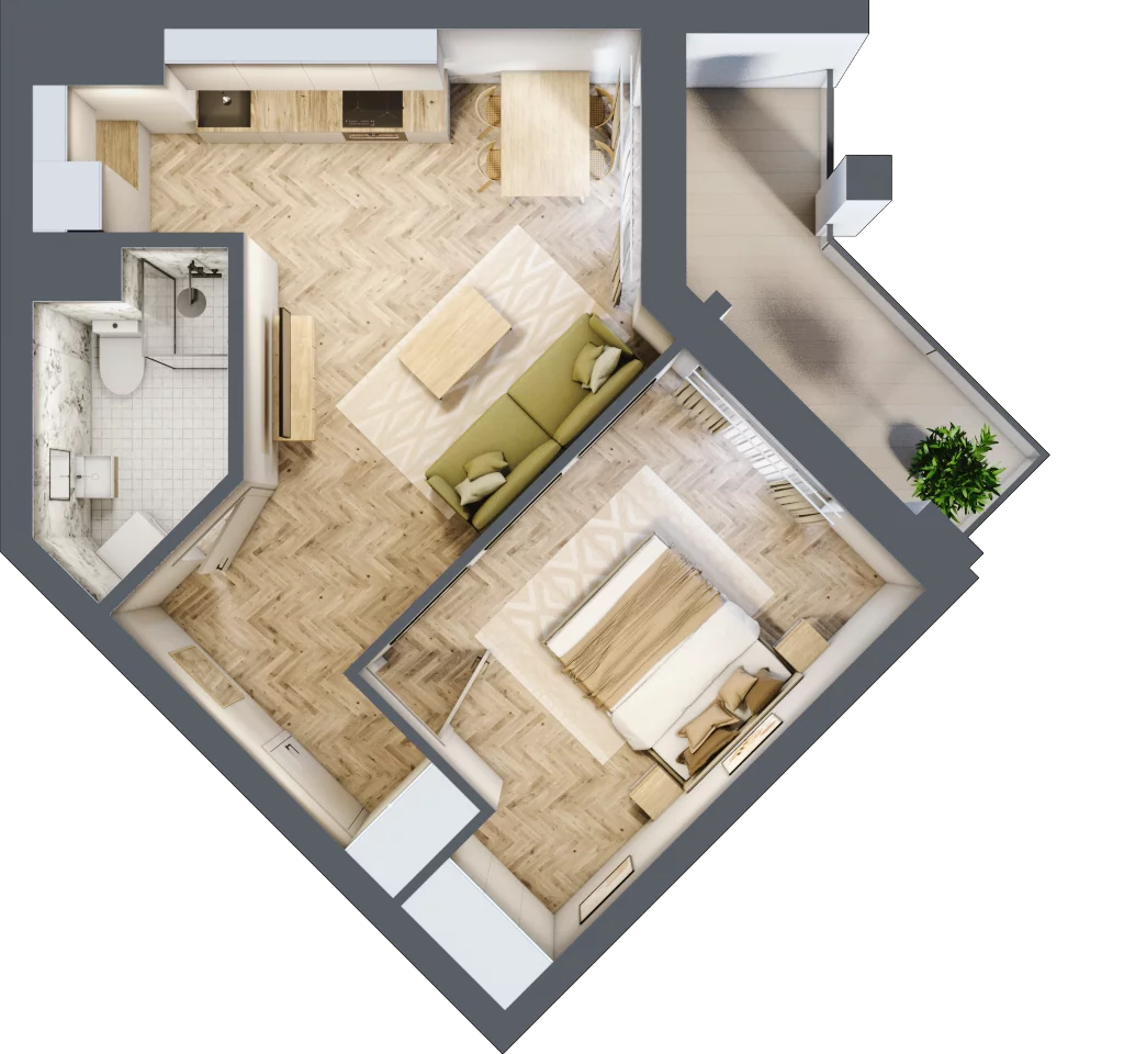 2 pokoje, lokal inwestycyjny 40,57 m², piętro 3, oferta nr L39, Sky Trust II - lokale inwestycyjne, Kielce, Bocianek, al. Solidarności / ul. Świętokrzyska