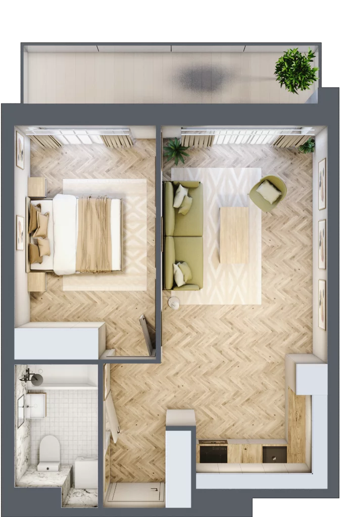 2 pokoje, apartament 41,92 m², piętro 2, oferta nr A29, ESSENSE Baltic Resort, Dziwnów, ul. Kaprala Koniecznego 14