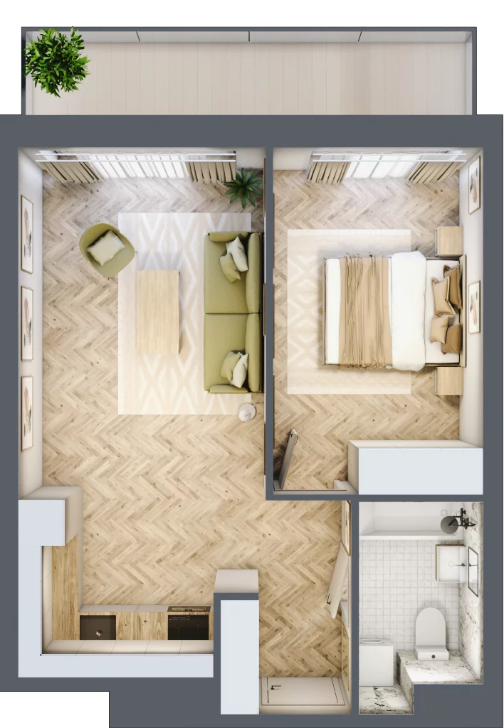 2 pokoje, apartament 41,68 m², piętro 2, oferta nr A41, ESSENSE Baltic Resort, Dziwnów, ul. Kaprala Koniecznego 14