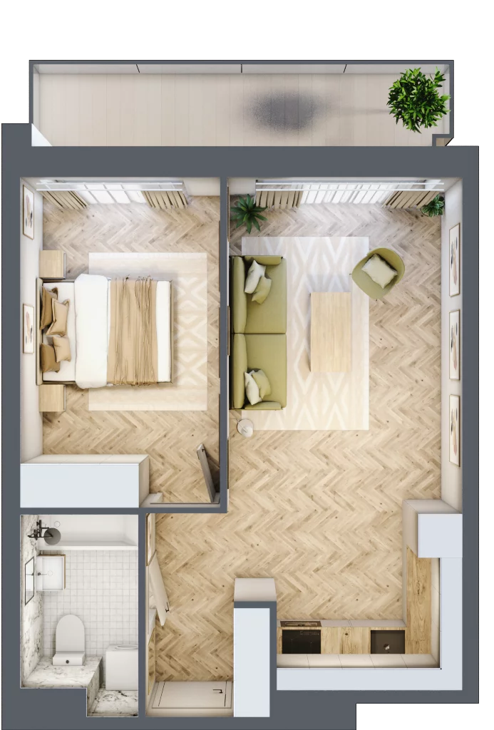 2 pokoje, apartament 41,88 m², piętro 3, oferta nr A43, ESSENSE Baltic Resort, Dziwnów, ul. Kaprala Koniecznego 14