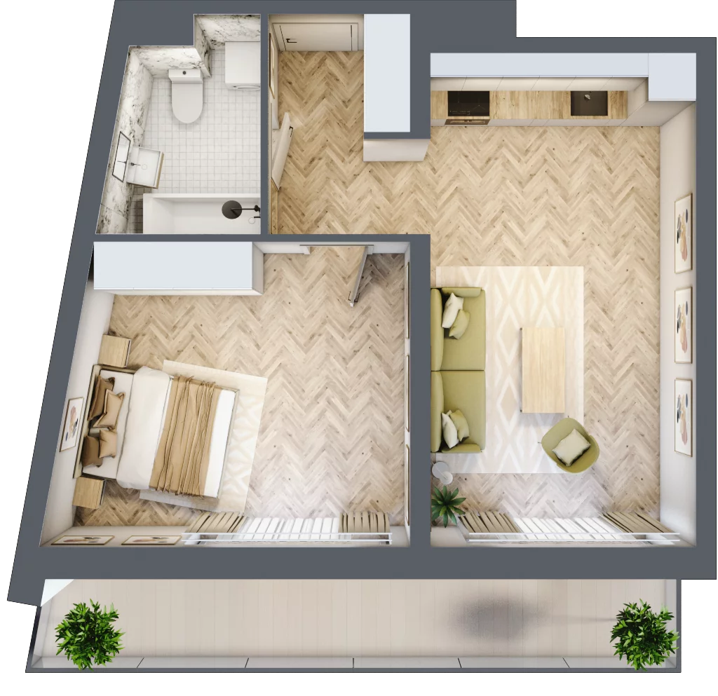 2 pokoje, apartament 47,71 m², parter, oferta nr B5, ESSENSE Baltic Resort, Dziwnów, ul. Kaprala Koniecznego 14