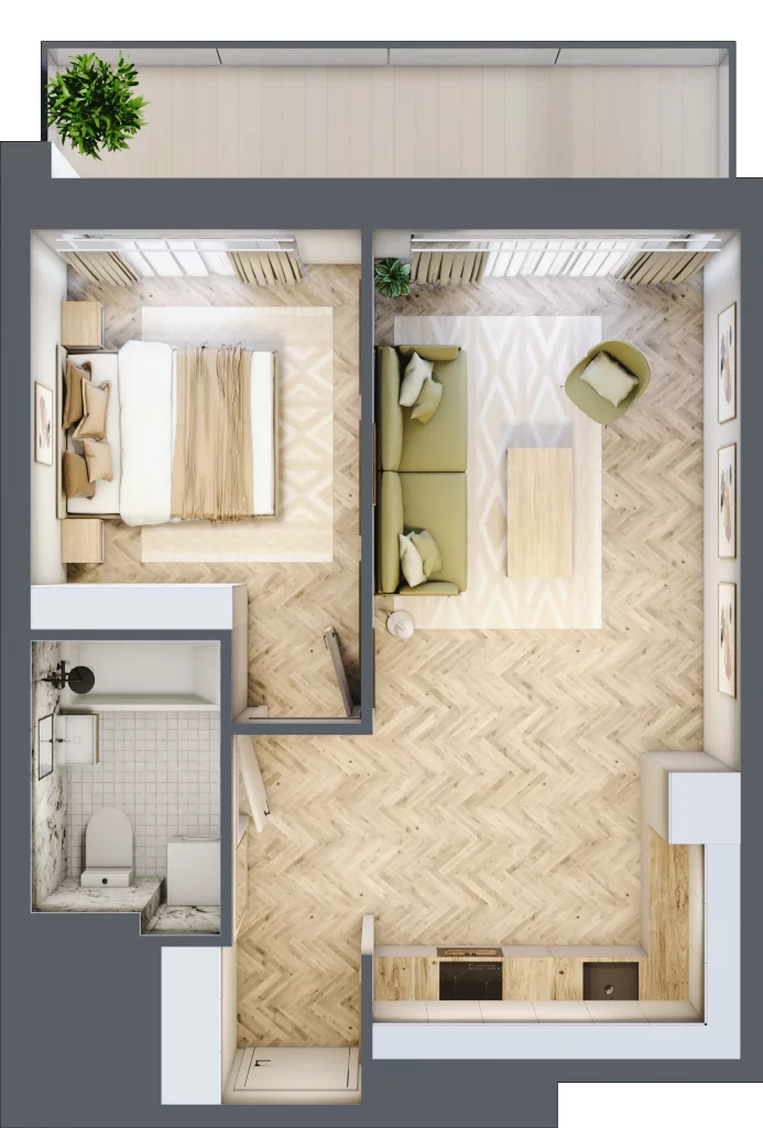 2 pokoje, apartament 39,85 m², piętro 1, oferta nr C24, ESSENSE Baltic Resort, Dziwnów, ul. Kaprala Koniecznego 14