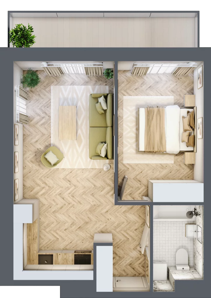 2 pokoje, apartament 42,14 m², piętro 3, oferta nr C67, ESSENSE Baltic Resort, Dziwnów, ul. Kaprala Koniecznego 14