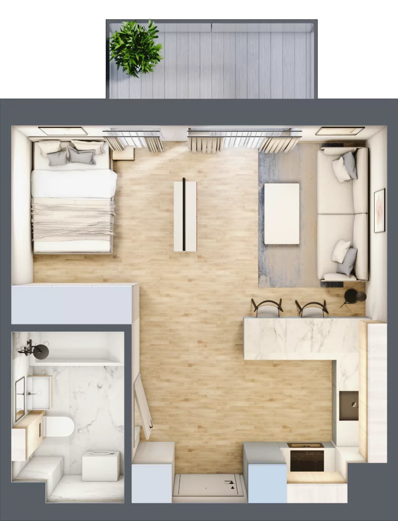 1 pokój, mieszkanie 32,74 m², piętro 1, oferta nr 6, CORSO - etap I, Łódź, Polesie, Stare Polesie, ul. Kasprzaka 5