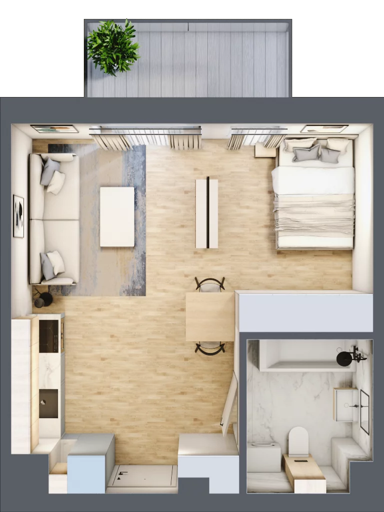 1 pokój, mieszkanie 32,20 m², piętro 2, oferta nr 65, CORSO - etap I, Łódź, Polesie, Stare Polesie, ul. Kasprzaka 5