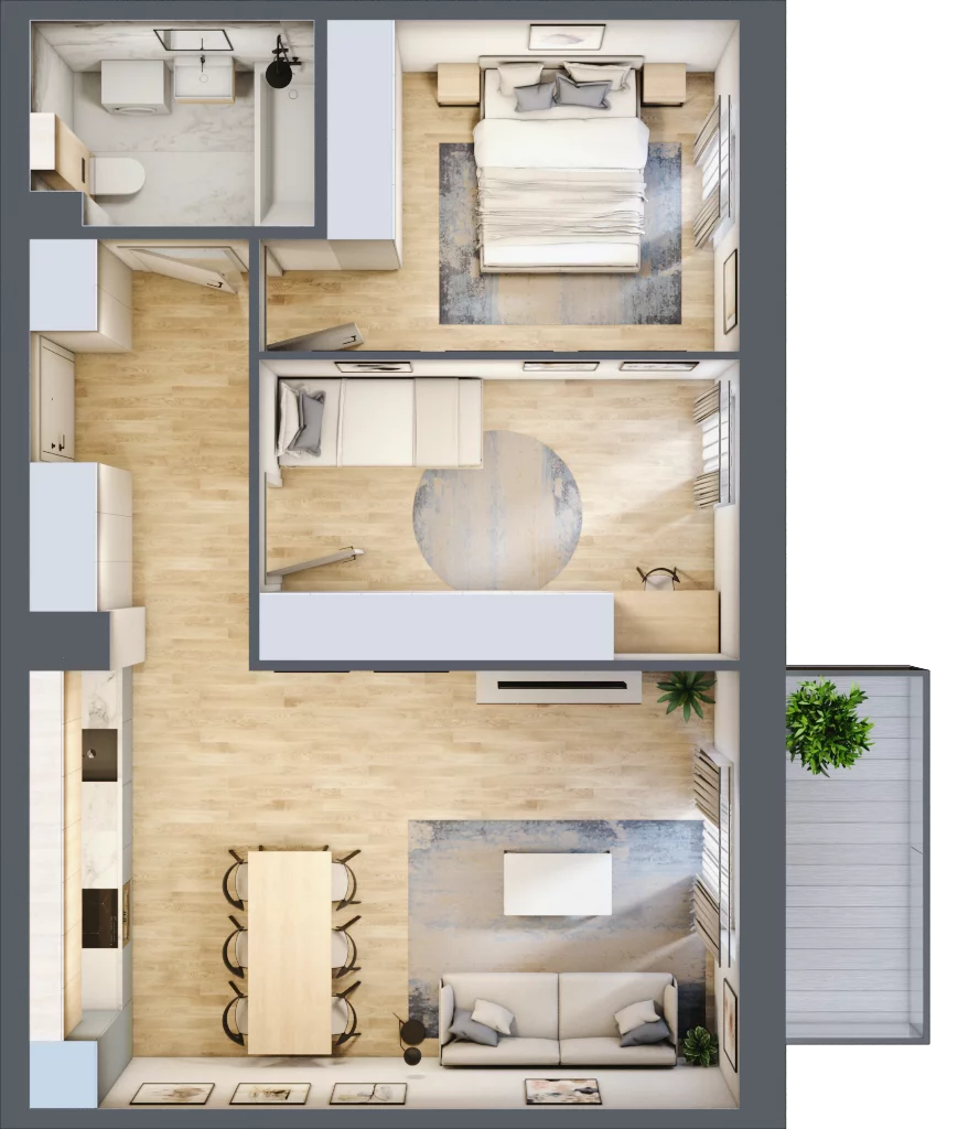 3 pokoje, mieszkanie 58,87 m², piętro 1, oferta nr 58, CORSO - etap I, Łódź, Polesie, Stare Polesie, ul. Kasprzaka 5