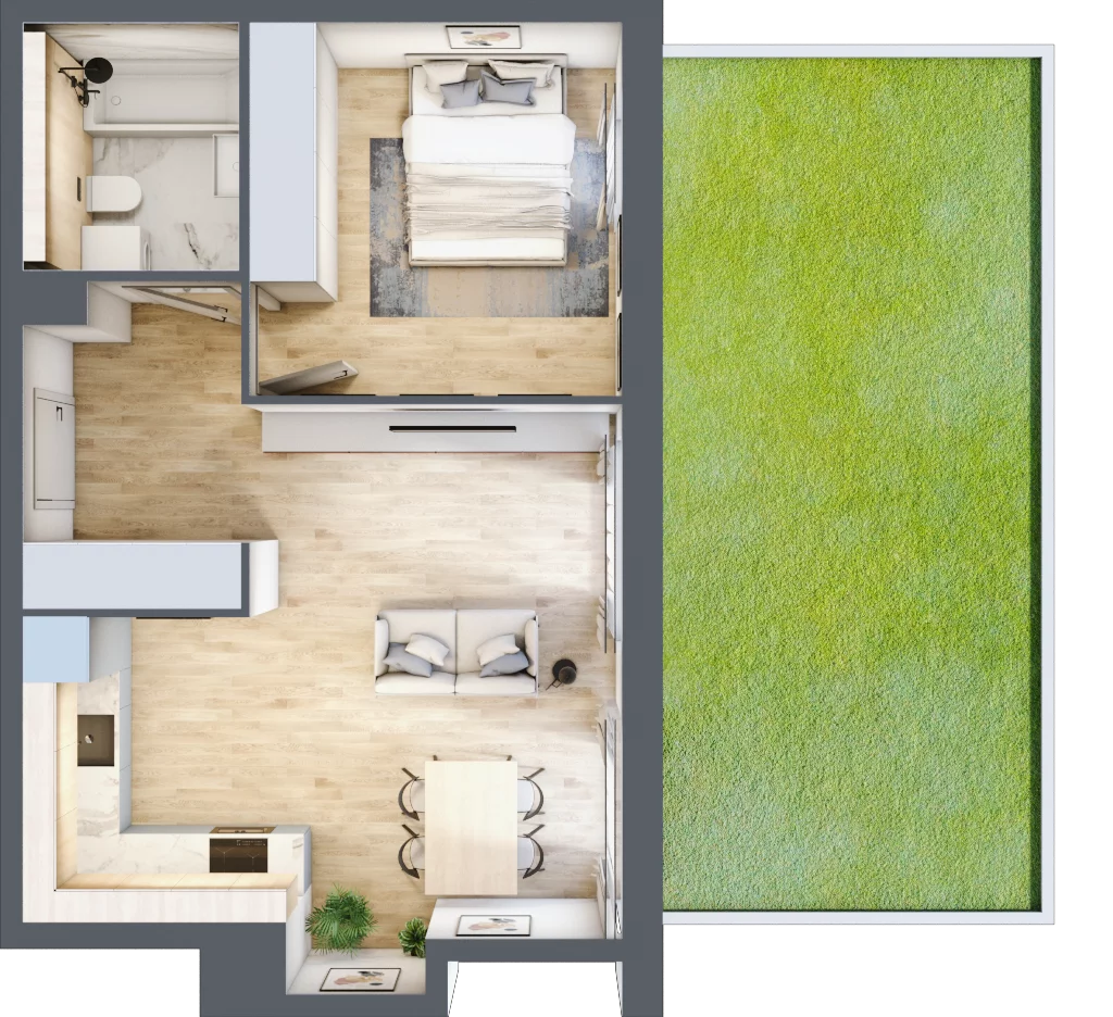 2 pokoje, apartament 44,46 m², parter, oferta nr F5, Nowe Żerniki Bieńkowskiego, Wrocław, Żerniki, Fabryczna, ul. Bieńkowskiego