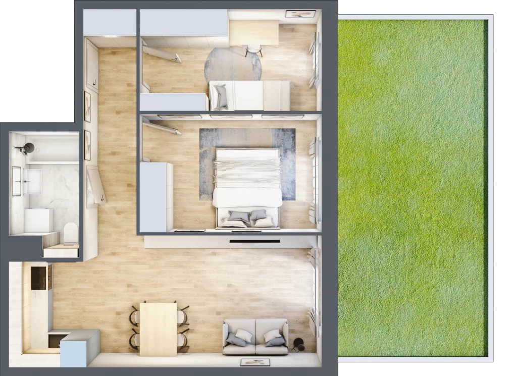 3 pokoje, apartament 51,88 m², parter, oferta nr G2, Nowe Żerniki Bieńkowskiego, Wrocław, Żerniki, Fabryczna, ul. Bieńkowskiego
