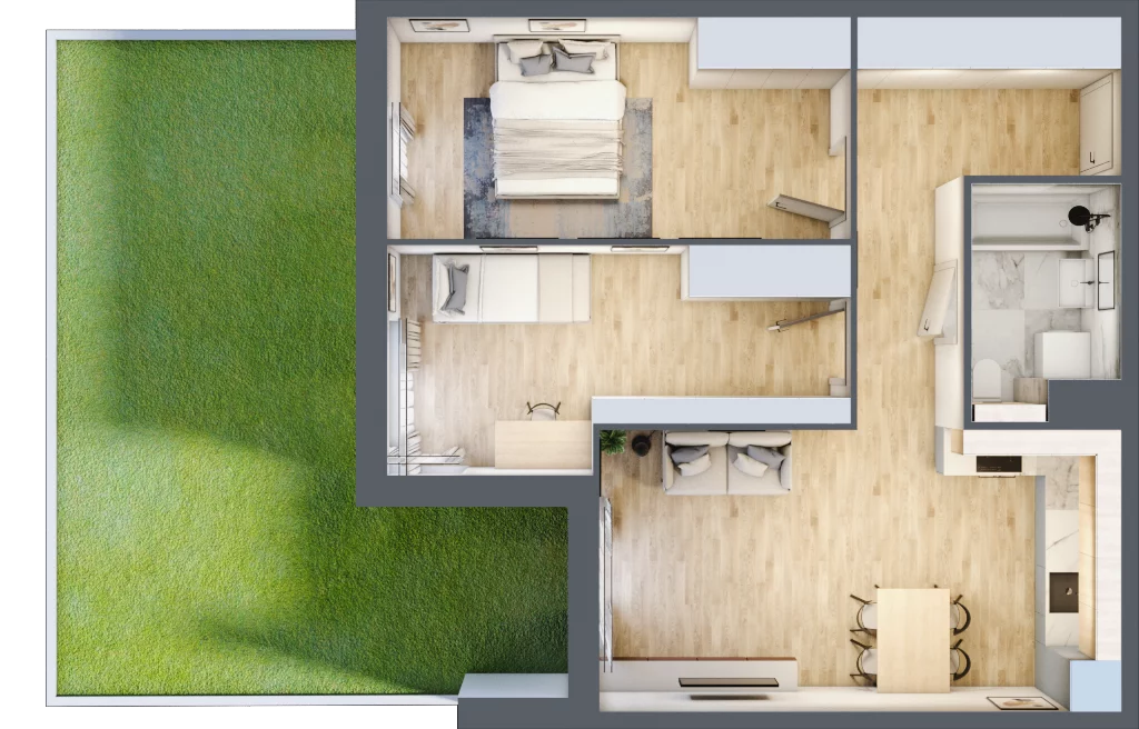 3 pokoje, apartament 61,68 m², parter, oferta nr G3, Nowe Żerniki Bieńkowskiego, Wrocław, Żerniki, Fabryczna, ul. Bieńkowskiego