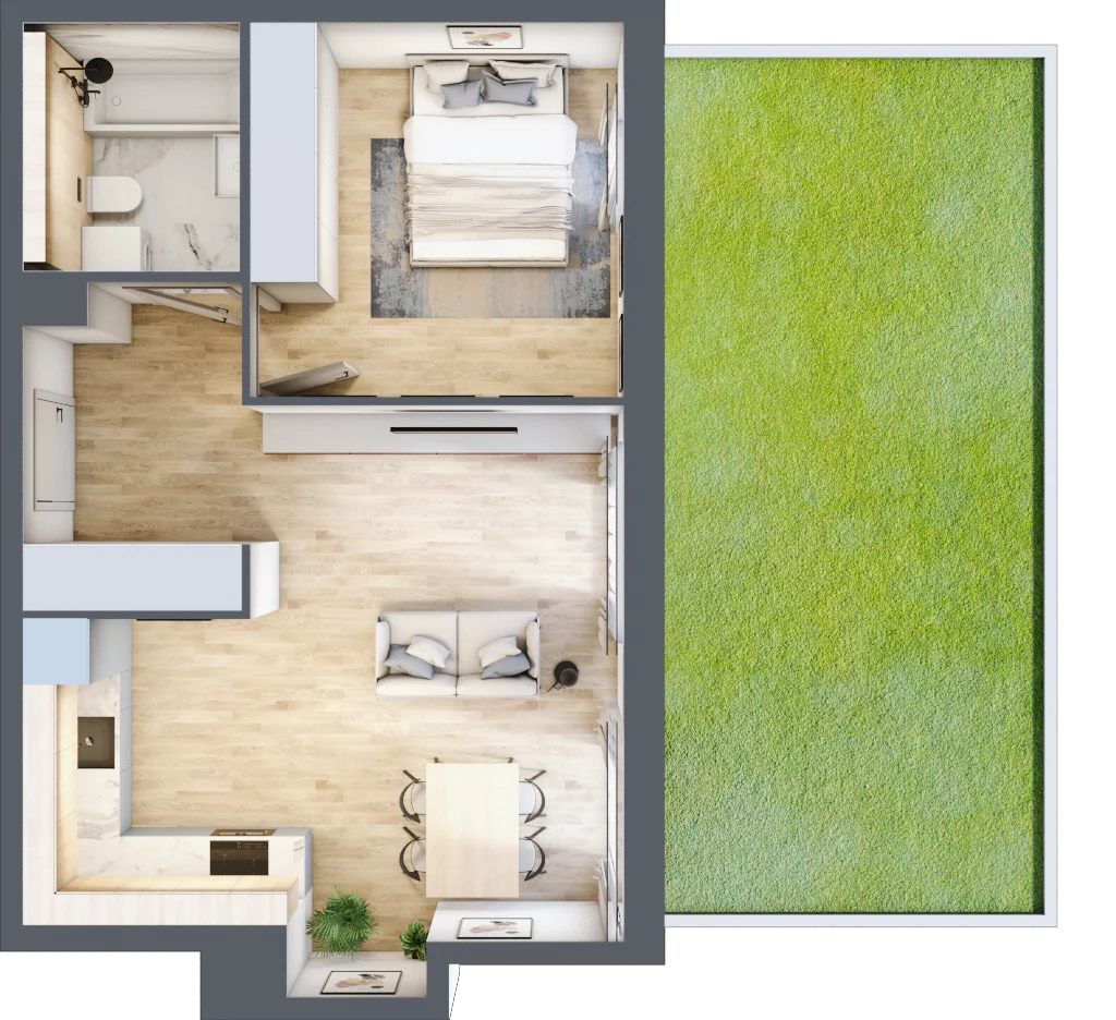 2 pokoje, apartament 44,53 m², parter, oferta nr H6, Nowe Żerniki Bieńkowskiego, Wrocław, Żerniki, Fabryczna, ul. Bieńkowskiego