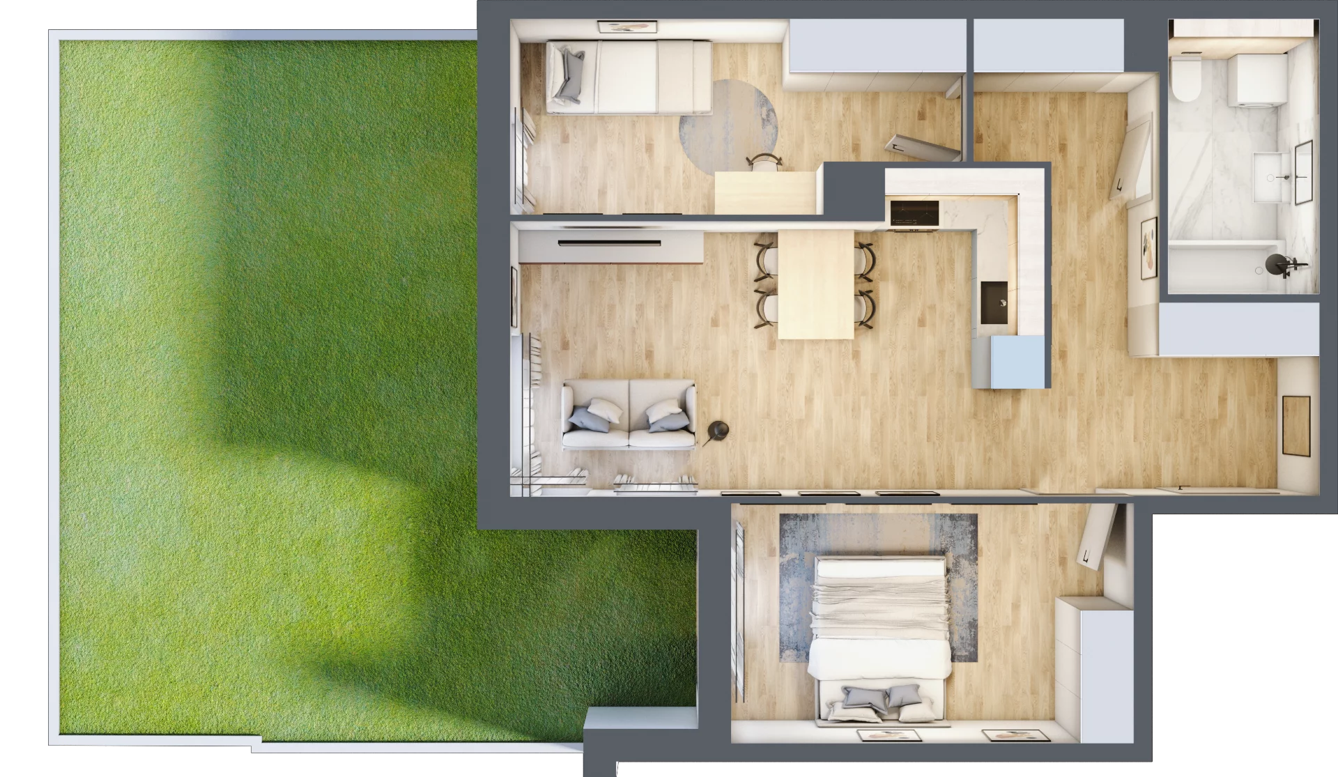3 pokoje, apartament 59,58 m², parter, oferta nr J4, Nowe Żerniki Bieńkowskiego, Wrocław, Żerniki, Fabryczna, ul. Bieńkowskiego