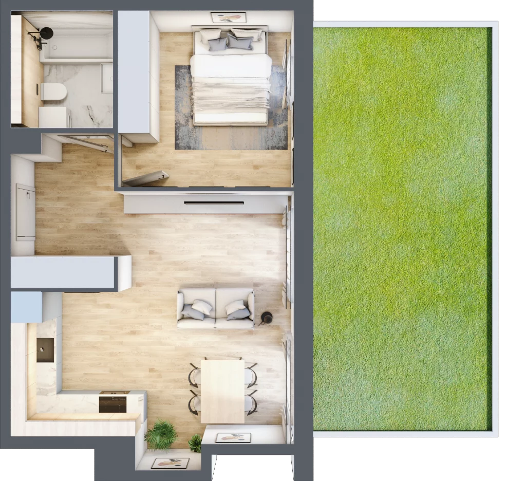 2 pokoje, apartament 44,38 m², parter, oferta nr J6, Nowe Żerniki Bieńkowskiego, Wrocław, Żerniki, Fabryczna, ul. Bieńkowskiego