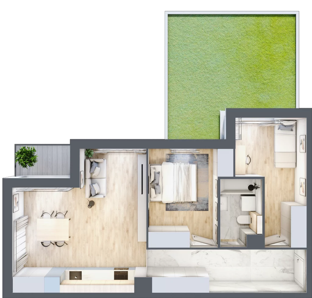 3 pokoje, apartament 59,88 m², parter, oferta nr K2, Nowe Żerniki Bieńkowskiego, Wrocław, Żerniki, Fabryczna, ul. Bieńkowskiego