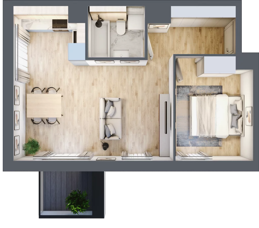 2 pokoje, apartament 42,65 m², piętro 1, oferta nr F6, Nowe Żerniki Bieńkowskiego, Wrocław, Żerniki, Fabryczna, ul. Bieńkowskiego