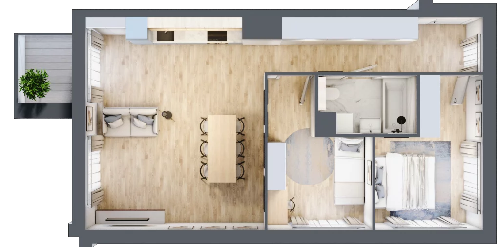 3 pokoje, apartament 61,36 m², piętro 2, oferta nr G12, Nowe Żerniki Bieńkowskiego, Wrocław, Żerniki, Fabryczna, ul. Bieńkowskiego