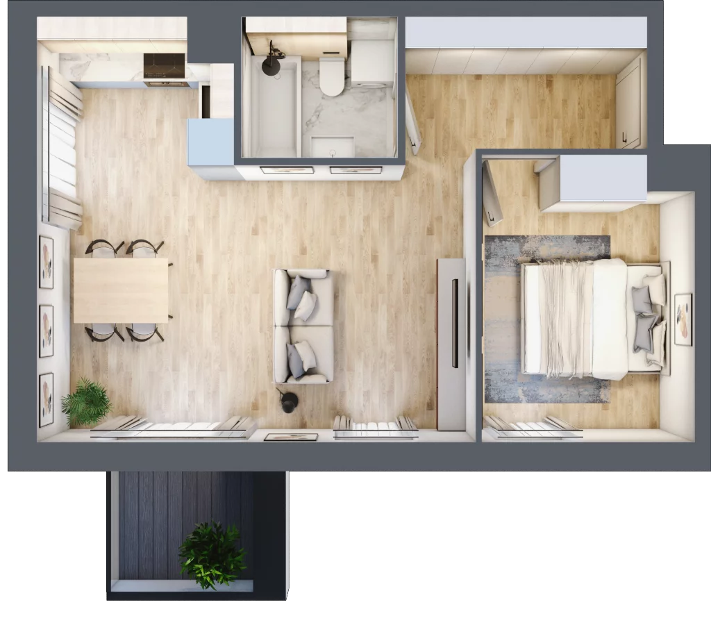 2 pokoje, apartament 43,13 m², piętro 1, oferta nr J7, Nowe Żerniki Bieńkowskiego, Wrocław, Żerniki, Fabryczna, ul. Bieńkowskiego