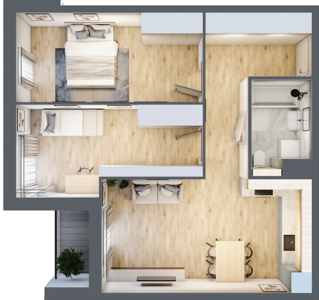 3 pokoje, apartament 61,47 m², piętro 1, oferta nr K15, Nowe Żerniki Bieńkowskiego, Wrocław, Żerniki, Fabryczna, ul. Bieńkowskiego