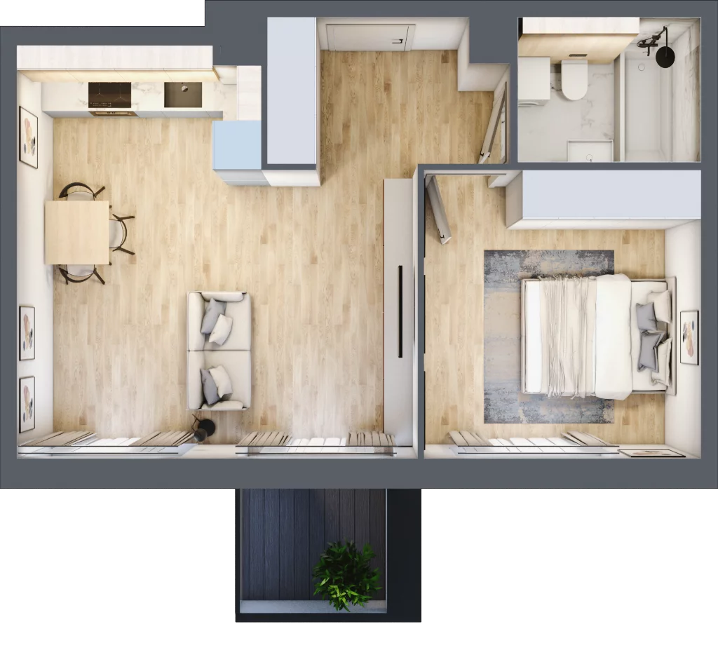2 pokoje, apartament 43,52 m², piętro 2, oferta nr K20, Nowe Żerniki Bieńkowskiego, Wrocław, Żerniki, Fabryczna, ul. Bieńkowskiego