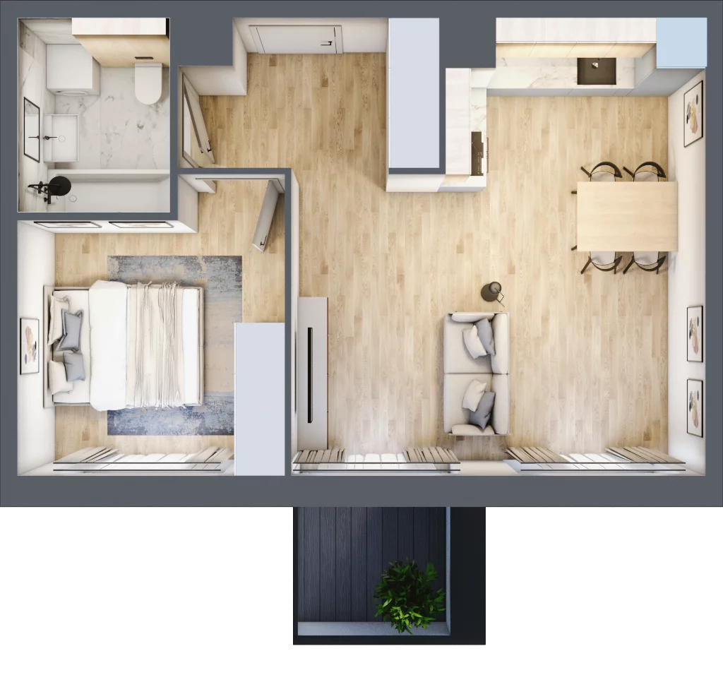 2 pokoje, apartament 42,93 m², piętro 3, oferta nr K38, Nowe Żerniki Bieńkowskiego, Wrocław, Żerniki, Fabryczna, ul. Bieńkowskiego