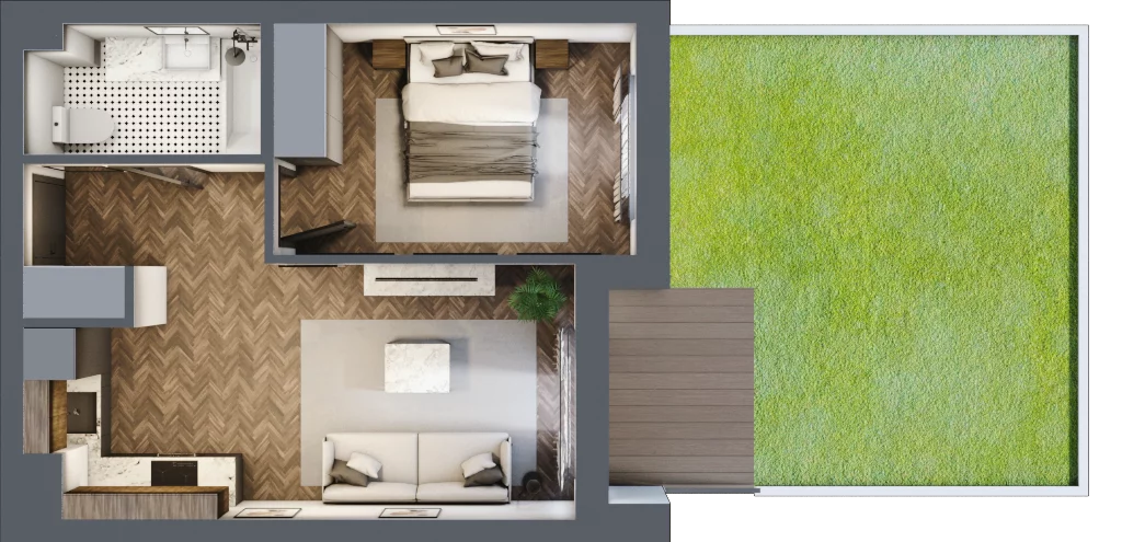 2 pokoje, mieszkanie 36,57 m², piętro 1, oferta nr ONH-C-KLF18-LM3, Osiedle Nowe Horyzonty - etap II, Bydgoszcz, Bartodzieje, ul. Fordońska 16-18