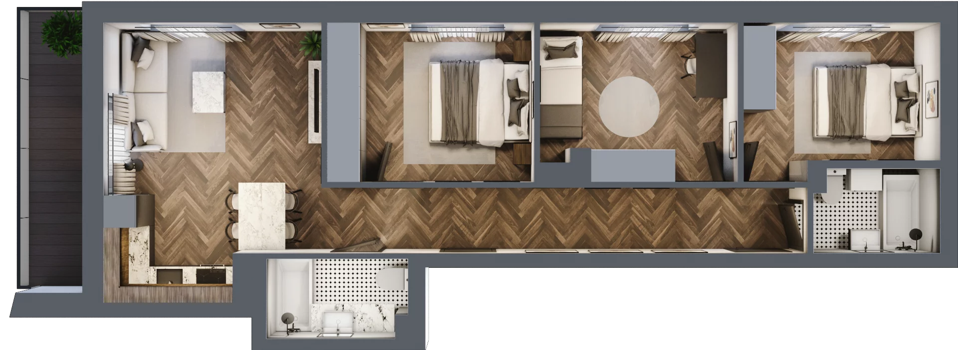 4 pokoje, mieszkanie 68,53 m², piętro 2, oferta nr ONH-C-KLF16-LM10, Osiedle Nowe Horyzonty - etap II, Bydgoszcz, Bartodzieje, ul. Fordońska 16-18