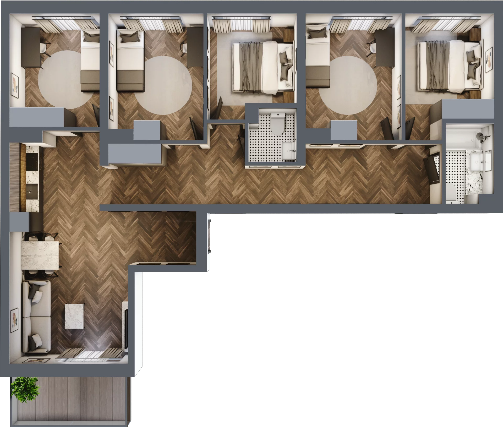 6 pokoi, mieszkanie 99,18 m², piętro 2, oferta nr ONH-C-KLF18-LM16, Osiedle Nowe Horyzonty - etap II, Bydgoszcz, Bartodzieje, ul. Fordońska 16-18