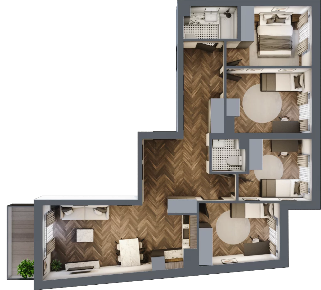 5 pokoi, mieszkanie 83,14 m², piętro 3, oferta nr ONH-C-KLF18-LM17, Osiedle Nowe Horyzonty - etap II, Bydgoszcz, Bartodzieje, ul. Fordońska 16-18
