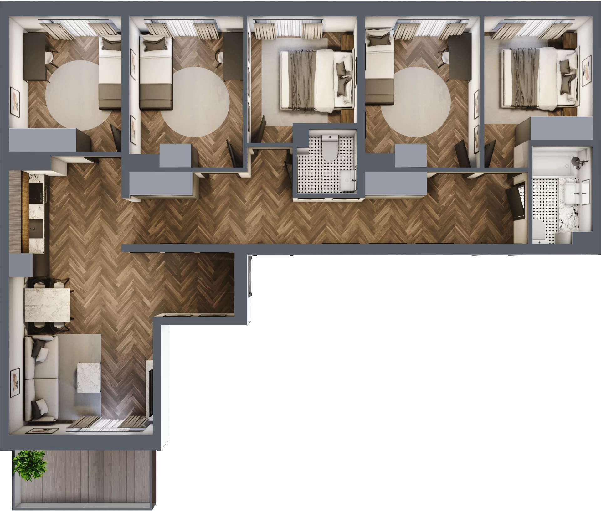 6 pokoi, mieszkanie 100,59 m², piętro 5, oferta nr ONH-C-KLF18-LM40, Osiedle Nowe Horyzonty - etap II, Bydgoszcz, Bartodzieje, ul. Fordońska 16-18