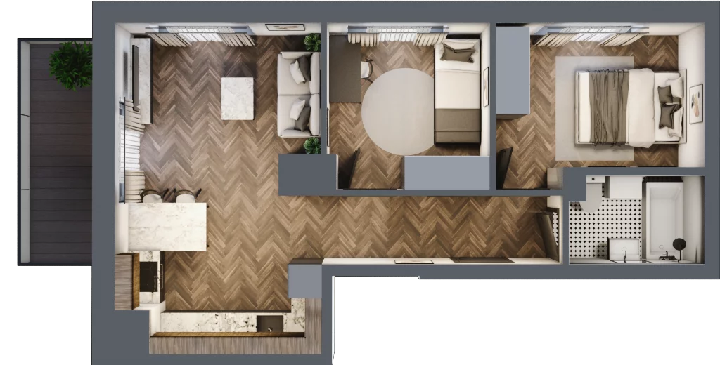 3 pokoje, mieszkanie 47,23 m², piętro 6, oferta nr ONH-C-KLF16-LM27, Osiedle Nowe Horyzonty - etap II, Bydgoszcz, Bartodzieje, ul. Fordońska 16-18
