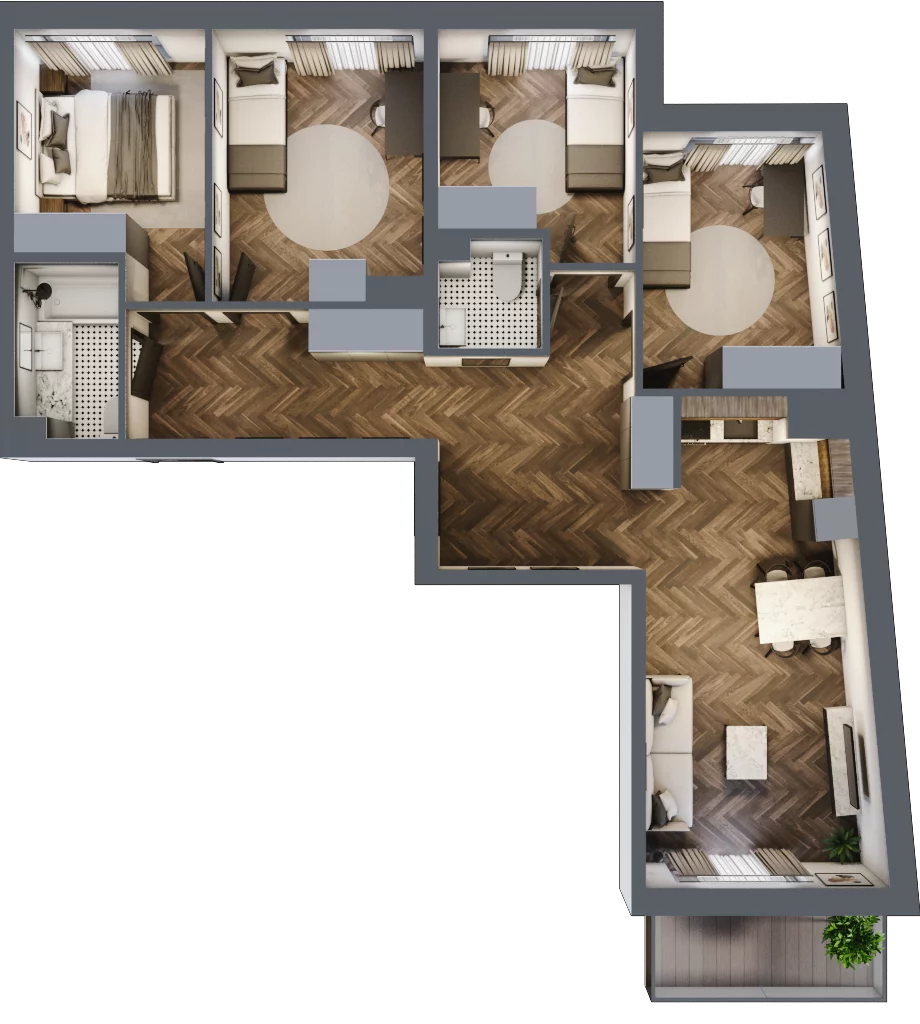 5 pokoi, mieszkanie 83,65 m², piętro 6, oferta nr ONH-C-KLF18-LM41, Osiedle Nowe Horyzonty - etap II, Bydgoszcz, Bartodzieje, ul. Fordońska 16-18