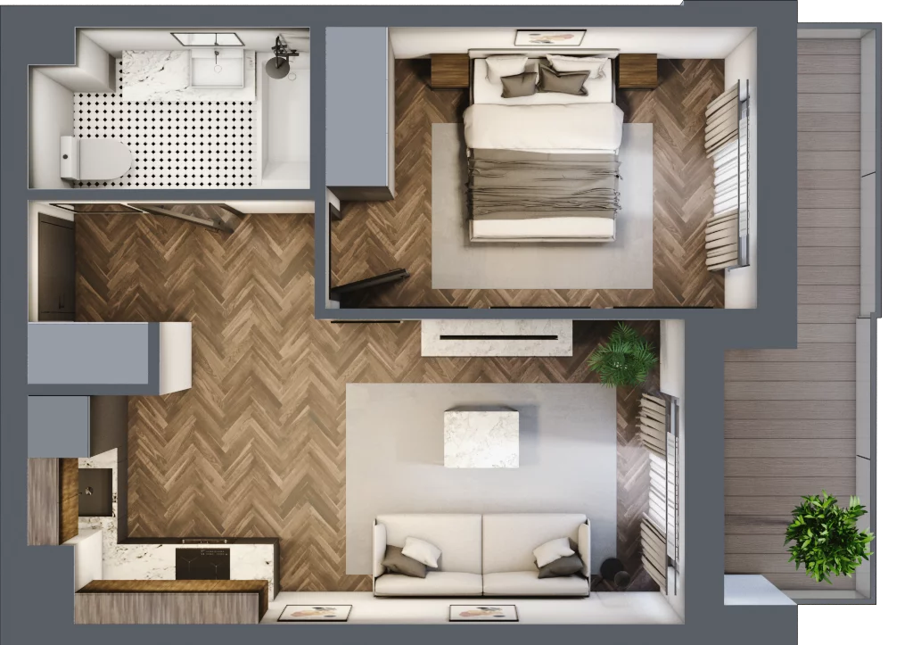 2 pokoje, mieszkanie 36,95 m², piętro 7, oferta nr ONH-C-KLF18-LM51, Osiedle Nowe Horyzonty - etap II, Bydgoszcz, Bartodzieje, ul. Fordońska 16-18
