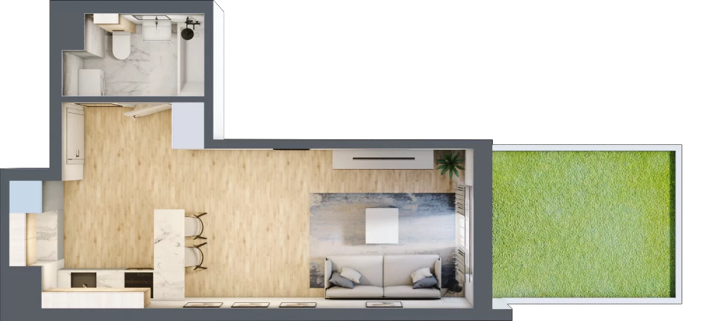 1 pokój, mieszkanie 30,25 m², parter, oferta nr M3, Prato Park, Kraków, Czyżyny, ul. Na Łąkach