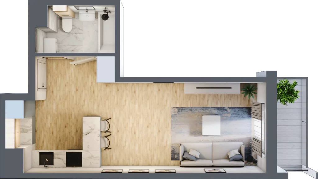 1 pokój, mieszkanie 30,60 m², piętro 4, oferta nr M47, Prato Park, Kraków, Czyżyny, ul. Na Łąkach