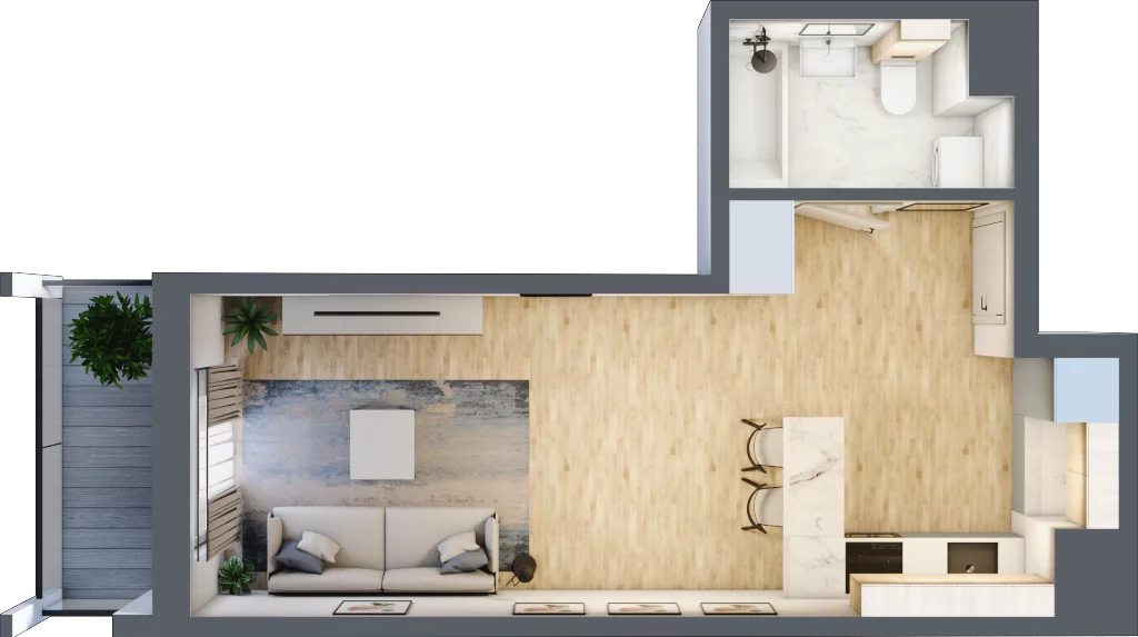 1 pokój, mieszkanie 30,60 m², piętro 4, oferta nr M48, Prato Park, Kraków, Czyżyny, ul. Na Łąkach