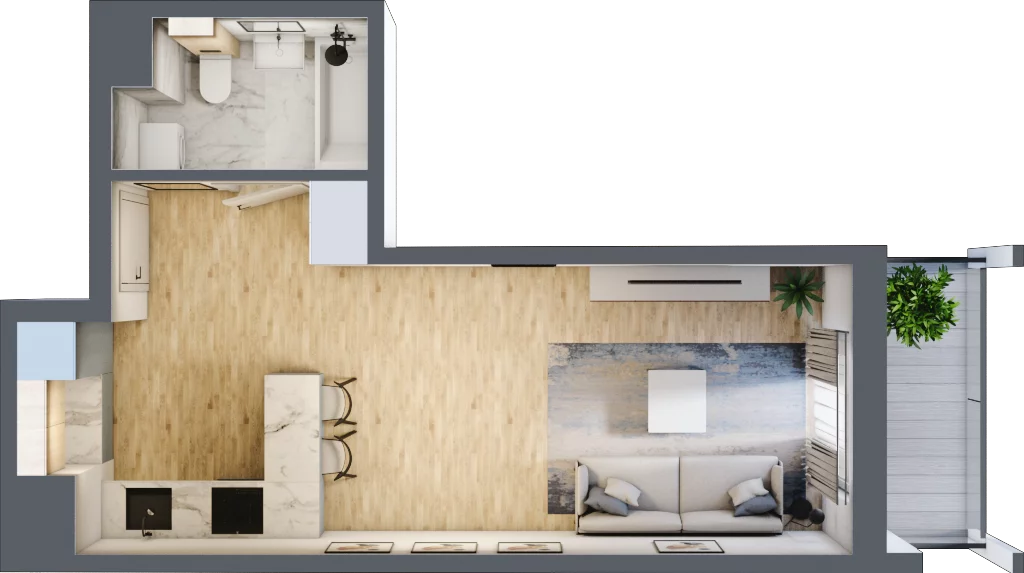 1 pokój, mieszkanie 30,60 m², piętro 5, oferta nr M58, Prato Park, Kraków, Czyżyny, ul. Na Łąkach