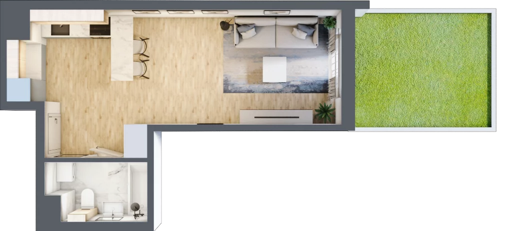 1 pokój, mieszkanie 30,25 m², parter, oferta nr M77, Prato Park, Kraków, Czyżyny, ul. Na Łąkach