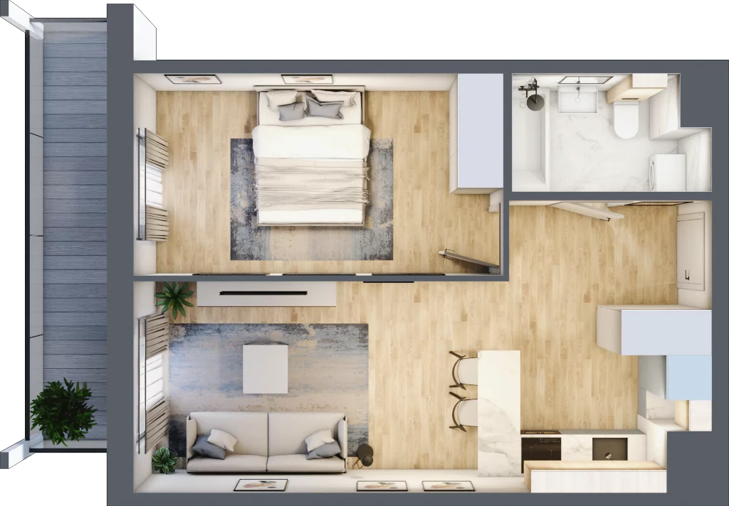 2 pokoje, mieszkanie 40,36 m², piętro 1, oferta nr M91, Prato Park, Kraków, Czyżyny, ul. Na Łąkach