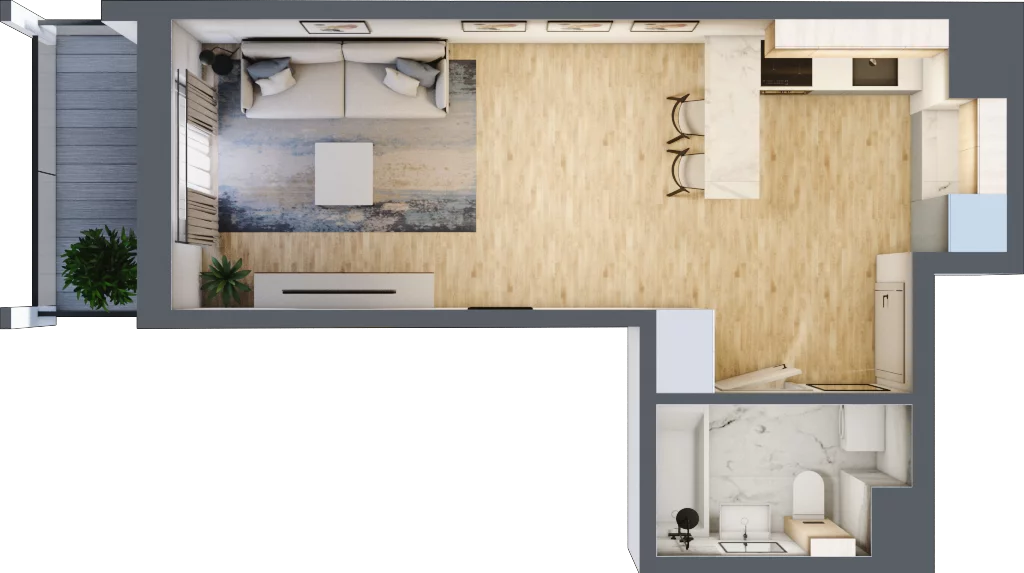 1 pokój, mieszkanie 30,60 m², piętro 3, oferta nr M127, Prato Park, Kraków, Czyżyny, ul. Na Łąkach