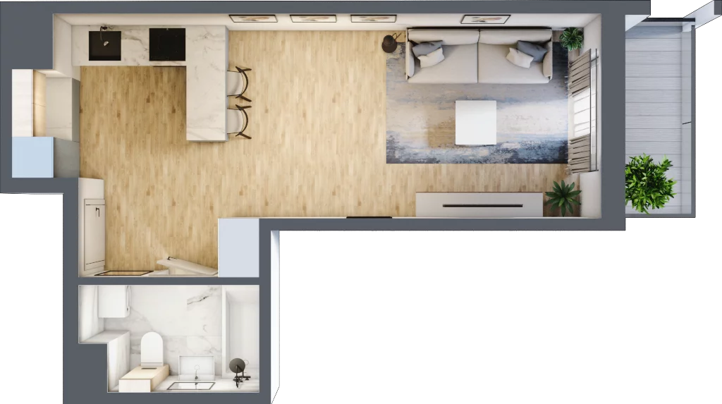 1 pokój, mieszkanie 30,60 m², piętro 5, oferta nr M162, Prato Park, Kraków, Czyżyny, ul. Na Łąkach