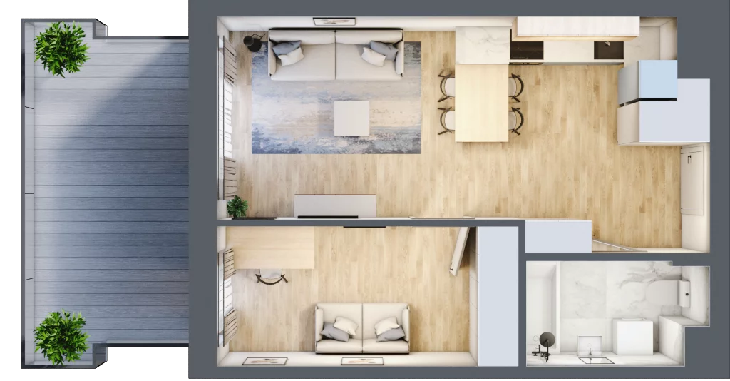 2 pokoje, mieszkanie 41,64 m², piętro 1, oferta nr M1/KL1, Luxury Point, Kielce, Centrum, al. Solidarności