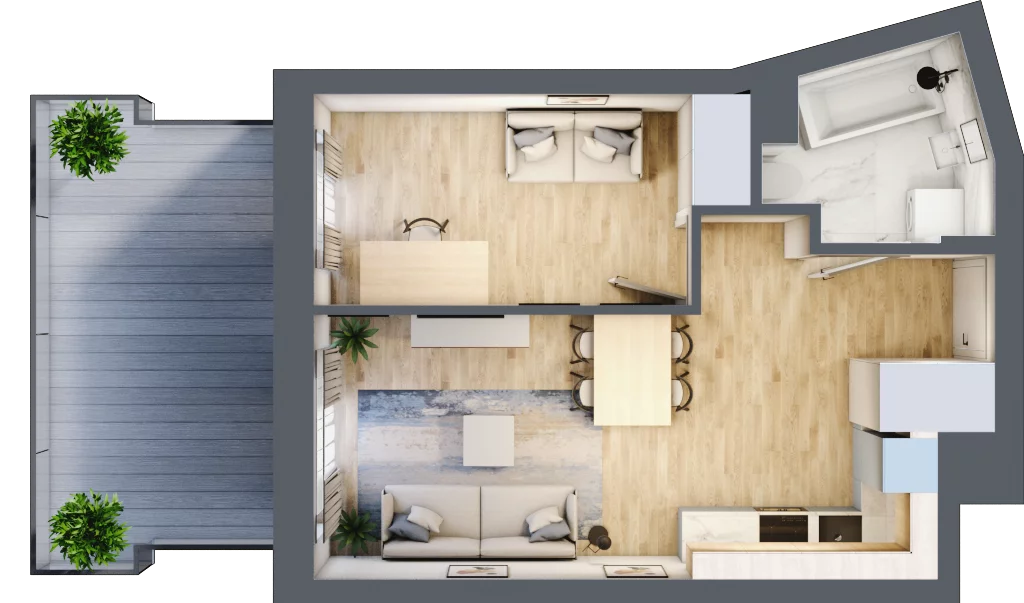 2 pokoje, mieszkanie 38,25 m², piętro 1, oferta nr M2/KL1, Luxury Point, Kielce, Centrum, al. Solidarności