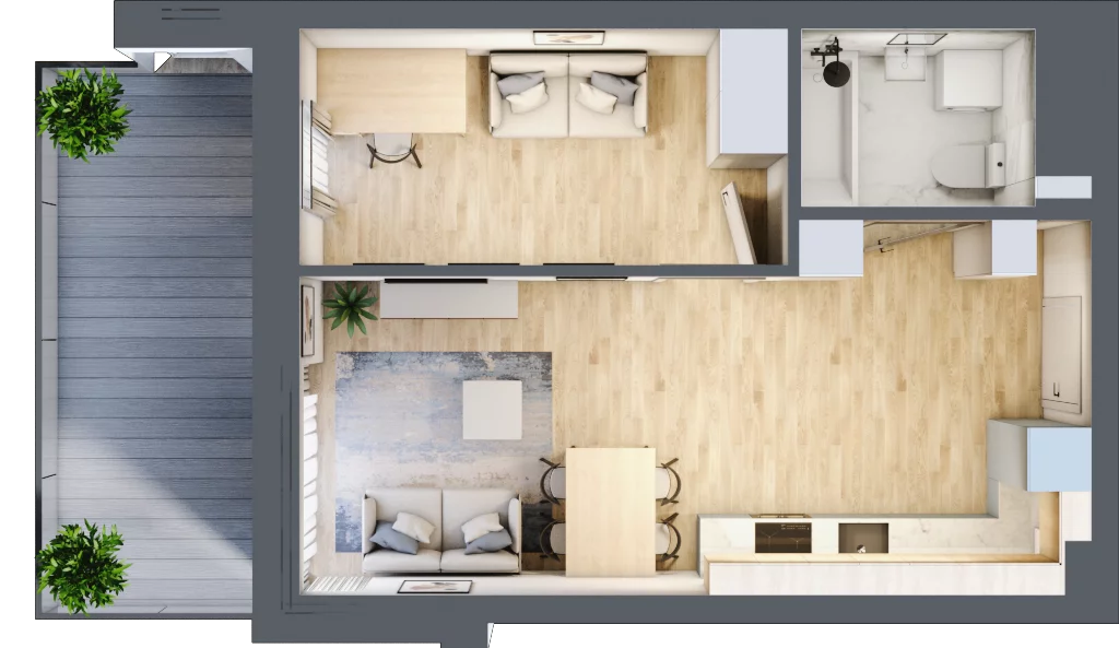 2 pokoje, mieszkanie 37,68 m², piętro 1, oferta nr M5/KL1, Luxury Point, Kielce, Centrum, al. Solidarności