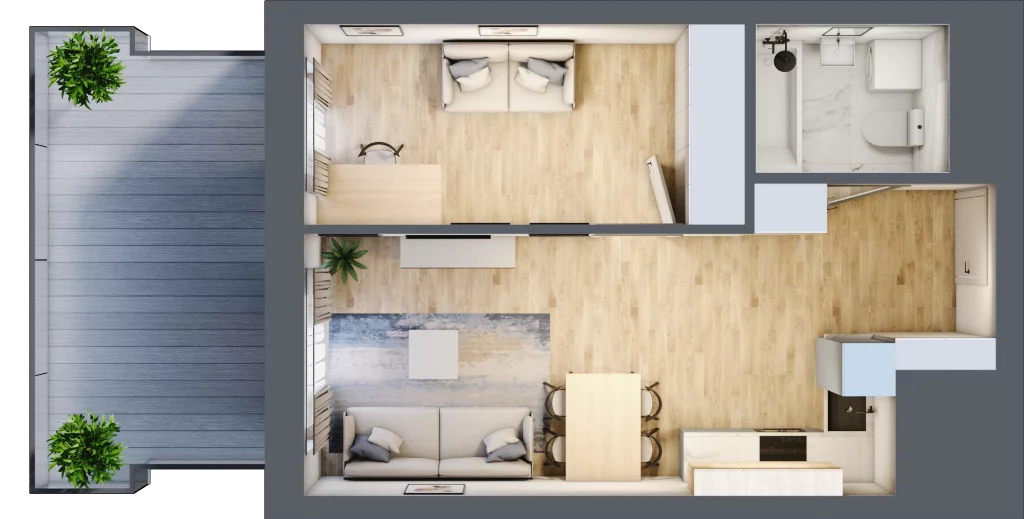 2 pokoje, mieszkanie 38,28 m², piętro 1, oferta nr M6/KL2, Luxury Point, Kielce, Centrum, al. Solidarności