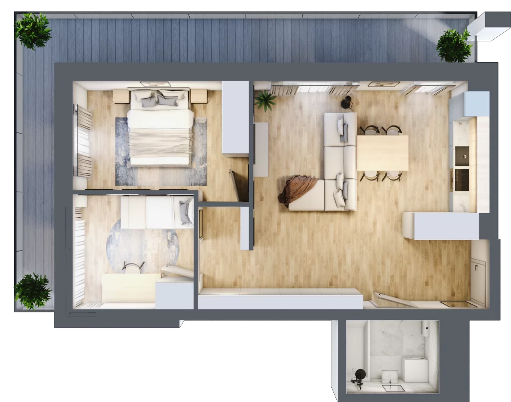 3 pokoje, mieszkanie 57,58 m², piętro 1, oferta nr M7/KL1, Luxury Point, Kielce, Centrum, al. Solidarności