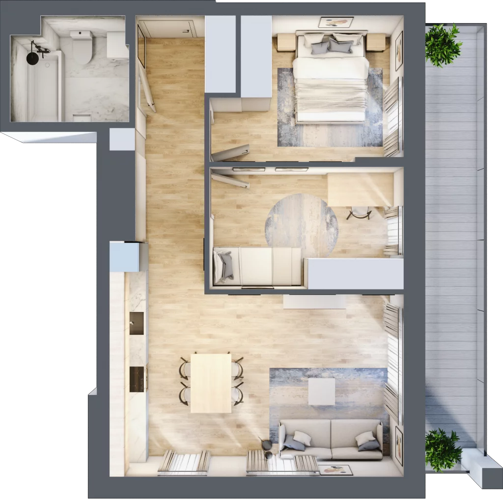 3 pokoje, mieszkanie 59,23 m², piętro 2, oferta nr M11/KL2, Luxury Point, Kielce, Centrum, al. Solidarności