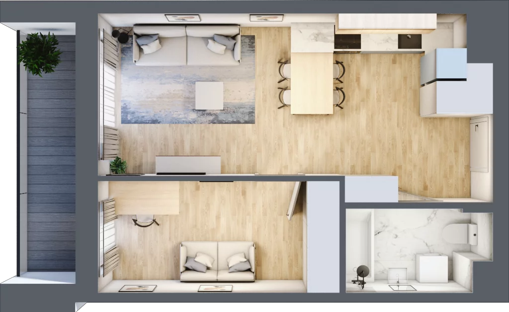 2 pokoje, mieszkanie 41,64 m², piętro 2, oferta nr M12/KL1, Luxury Point, Kielce, Centrum, al. Solidarności