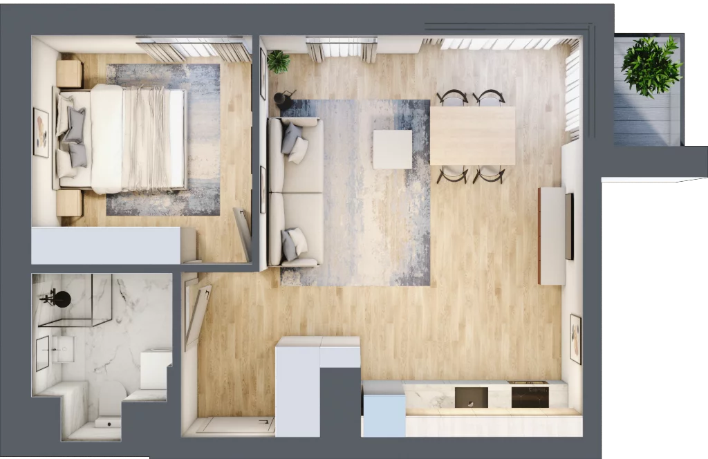 2 pokoje, mieszkanie 42,94 m², piętro 4, oferta nr M32/KL2, Luxury Point, Kielce, Centrum, al. Solidarności
