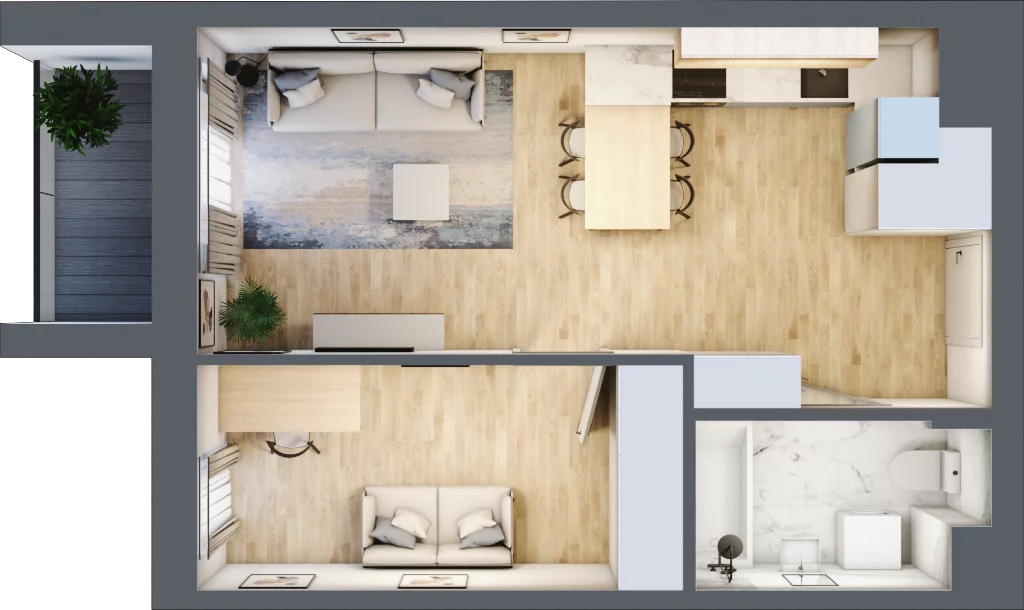 2 pokoje, mieszkanie 41,64 m², piętro 4, oferta nr M34/KL1, Luxury Point, Kielce, Centrum, al. Solidarności